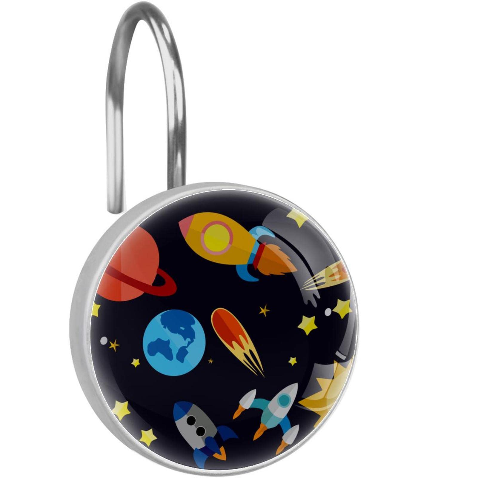 Crochets de rideau de douche lot de 12 suspensions en acier inoxydable vaisseau et planetes