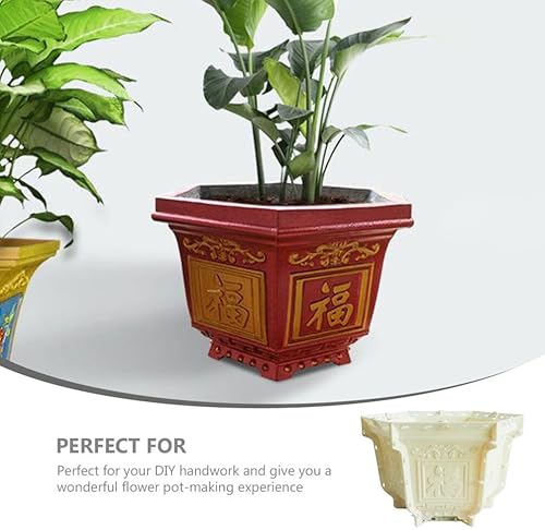 Miniatura 3 de Yardwe Moldes para macetas de hormigón, macetas de orquídeas con forma hexagonal para macetas altas, molde para macetas de bricolaje, molde para