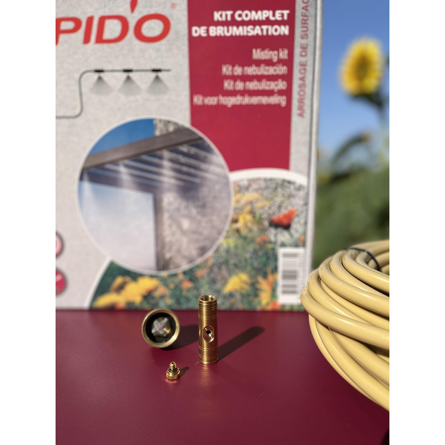 Spid'O Kit Complet de brumisation 15 m - Système de rafraîchissement extérieur pour terrasse, pergola et Jardin