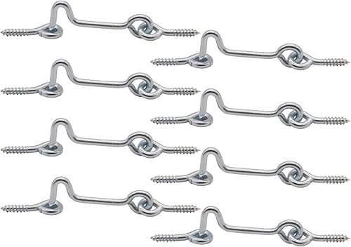 Miniatura 4 de Jersvimc Pestillo giratorio de 1.5 pulgadas de plata para ventana (8 unidades), gancho de cabina de acero con tornillos de montaje para puerta de