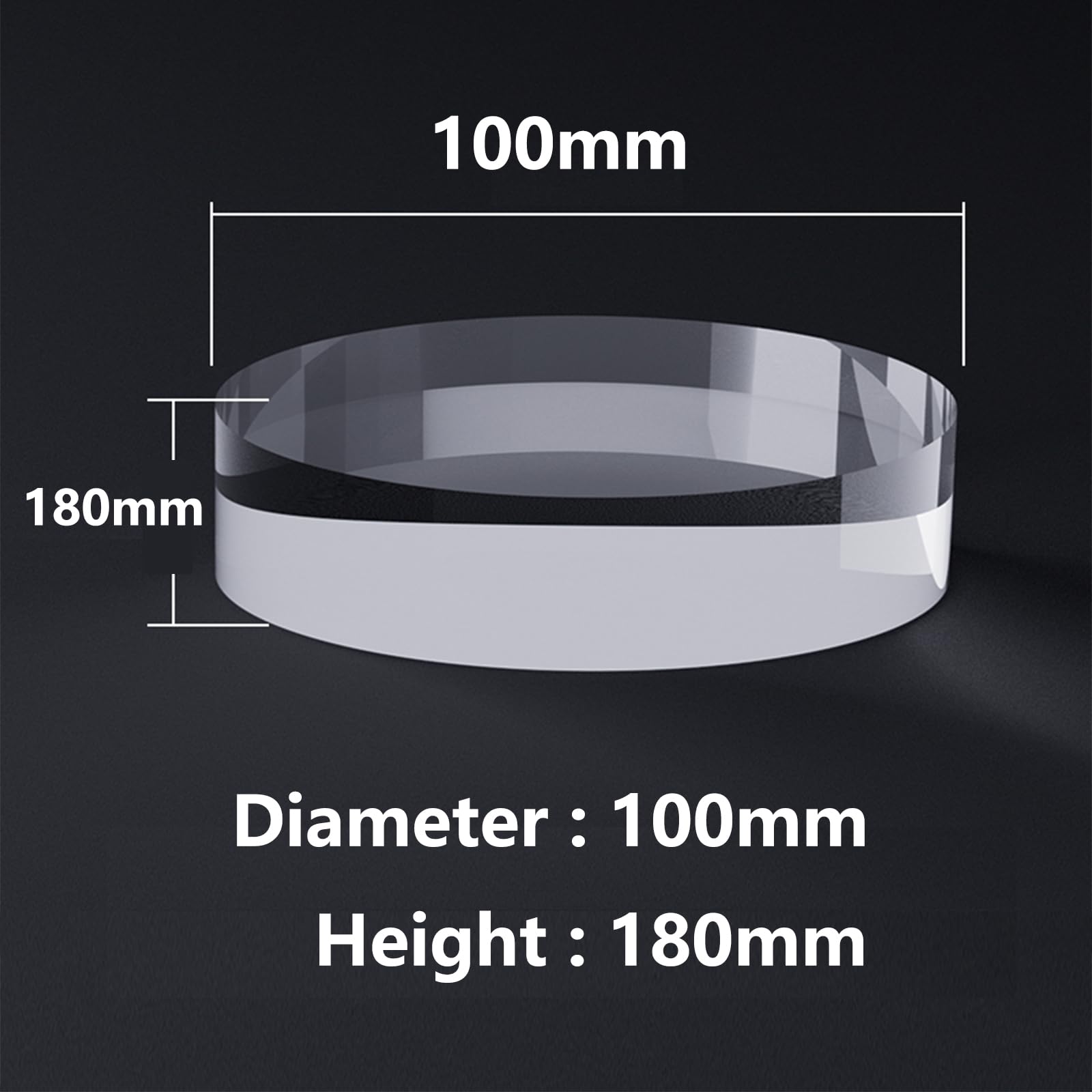 Asta Acrilica Trasparente Barra Cilindrica Rotonda in Plastica Solida per Progetti DIY Creativo Modellismo Display Progetti Artistici e Applicazioni Industriali Professionali,100mmx180mm