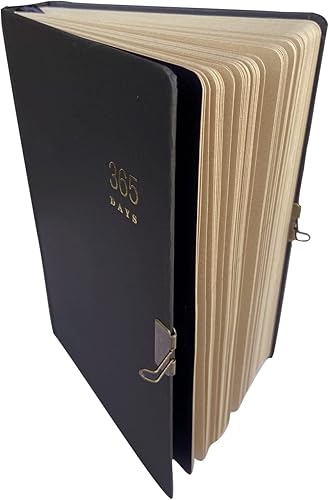 Miniatura 4 de XIAMUY Diario vintage 365 con cerradura y llave, cuaderno de página en blanco A5, diario de tapa dura negra para mujeres, hombres y adultos