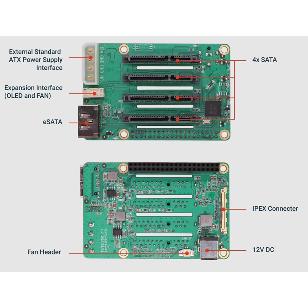 Raspberry Pi 5 Penta SATA HAT – Jusqu'à 5 disques SATA