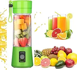 Mini Liquidificador Portatil para Shake Suco com Cabo USB Recarregável Mixer 6 Lâminas Copo 380 ml Academia Whey Vitamina Juice Cup TAMO (VERDE)