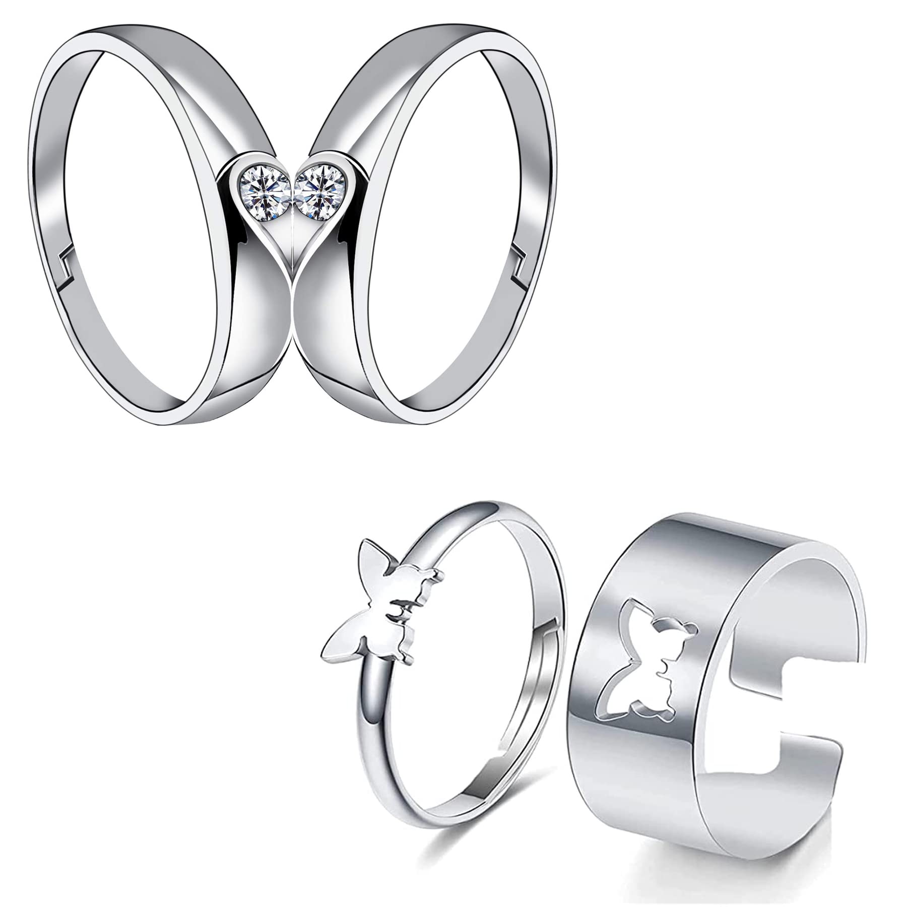 See full amazon price history chart for Okos Rhodium Plated CZ Jewellery Combo of 2 Brass Metal Love Heart and Fulttering Butterfly Couple Rings With White CZ Stones For Men and Women CO1000426 Okos Rhodium Plated CZ Jewellery Combo of 2 Brass Metal Love Heart and Fulttering Butterfly Couple Rings With White CZ Stones For Men and Women CO1000426 (B09Y2V59DQ) Amazon Price History, Amazon Price Tracker