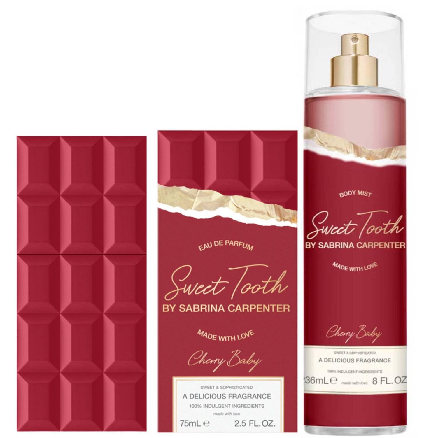 Sabrina Carpenter Sweet Tooth damska woda perfumowana w sprayu (woda do ciała 236 ml + zapach 75 ml, Cherry Baby)