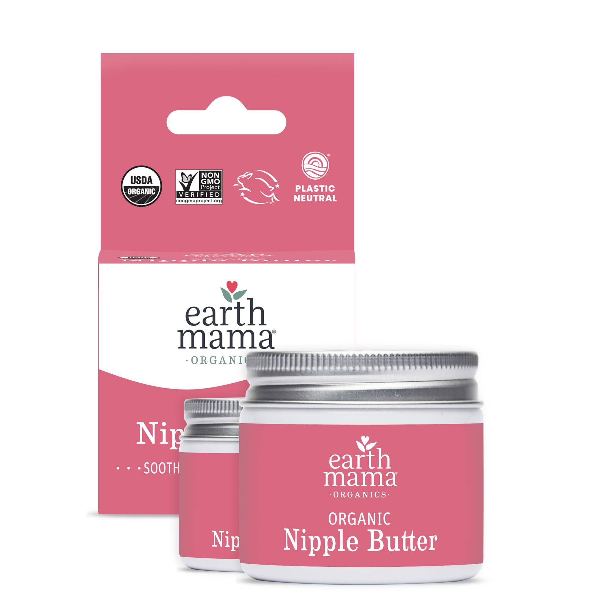 Earth Mama Organic Nipple Butter™ | Nipple Cream Safe for Breastfeeding | Postpartum Essentials for Nursing | Non Lanolin Nipple Cream, 2 fl oz (2-Pk)USDA Organic