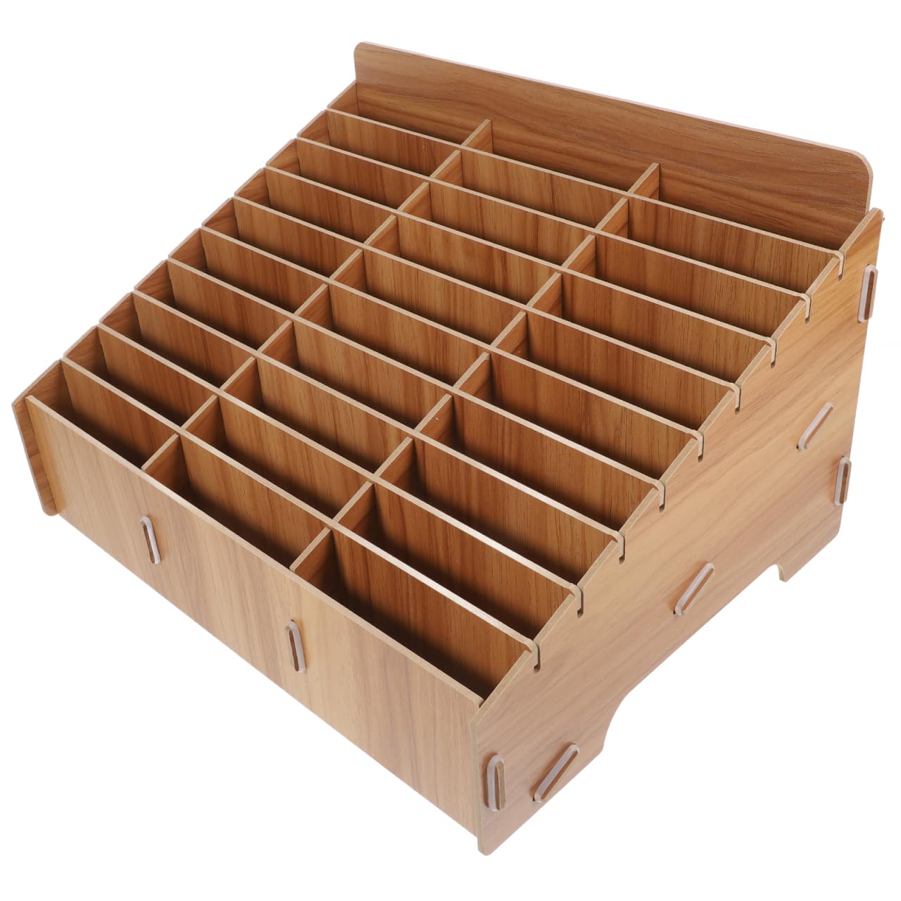 Operitacx 30-Grid Wooden Cell Phone Storage Box, Adjustable Cell Phone Holder Desktop Organizer for School, Office, Meeting Room โ image 1