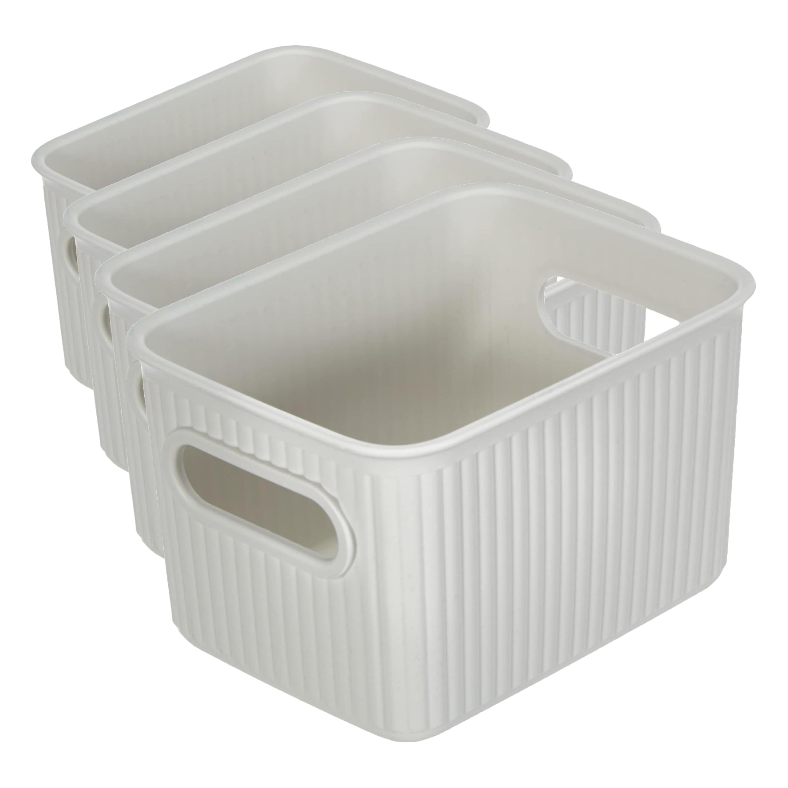 TATAY Aufbewahrungsbox Kunststoff 1,5 L Baobab | Organizer Box | Integrierte Griffe | Kompaktes und Vielseitiges Design | Recycelter BPA-freier Kunststoff | 12.5x16.4x10 cm, Weiß (Packung mit 4)