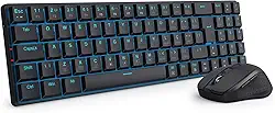 Kit Mouse e teclado mecânico sem fio Redragon Office Preto LED Azul BS-8772 BK
