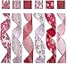 SANNO 12 Rolls Holiday Christmas Ribbon, Assorted Glitter Ribbon Tulle Organza Decorations Wired Edge Ornaments Ribbons 36 Yards (2.5" Wide x 3 Yard Each) -Red / White