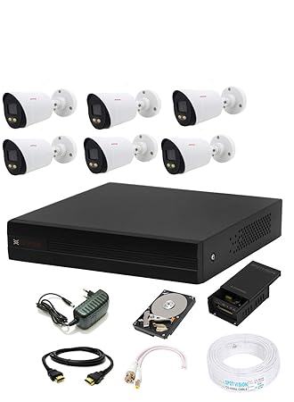 Cp plus 8 Channal HD DVR 1080p 1Pcs,Colorful View in Nightvision Outdoor Camera 2.4 MP 6Pcs,1 TB Hard Disk,Full Combo Set