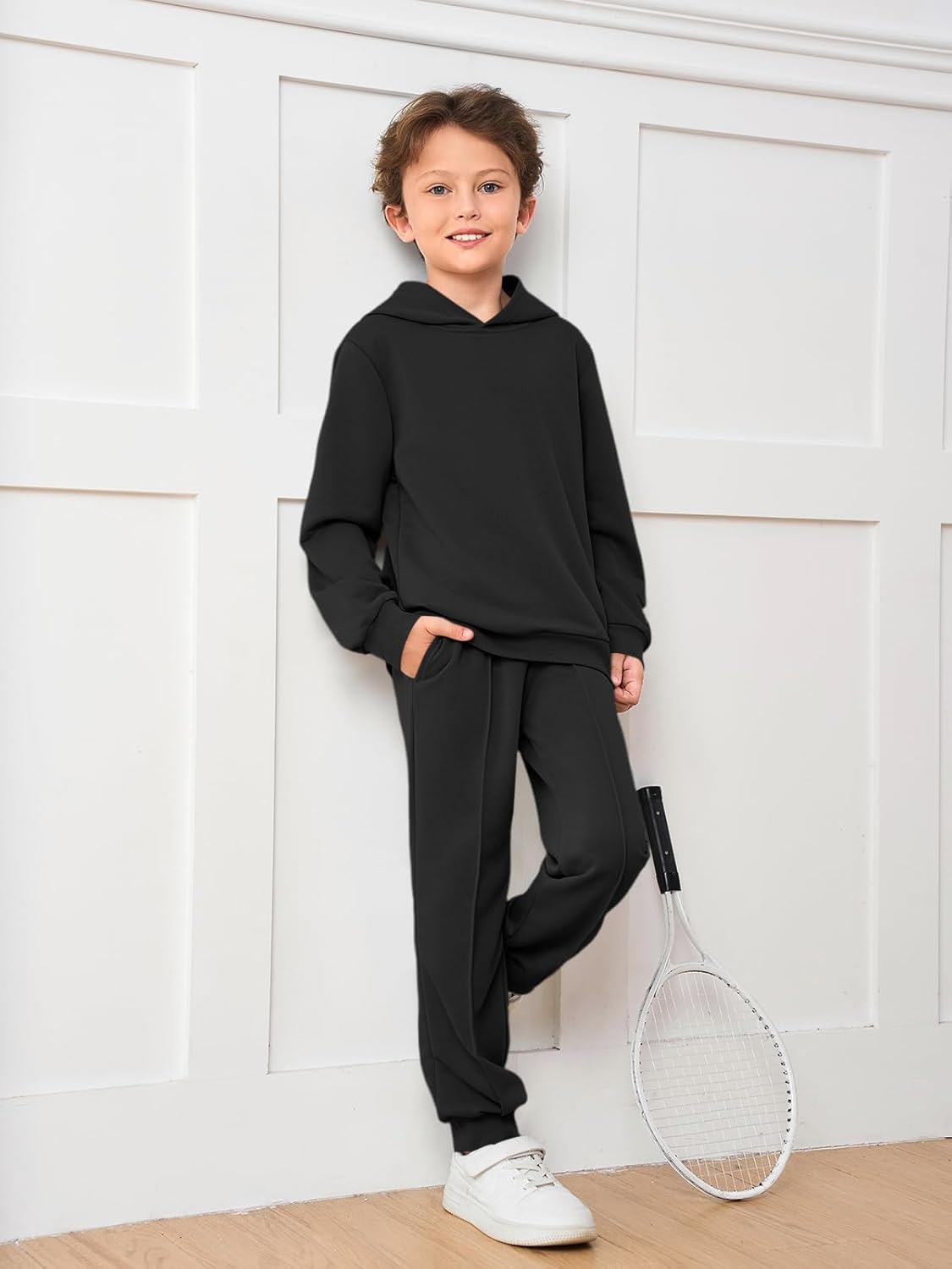 Haloumoning Boys Athletic Sweatsuit Kids Fashion Hoodies and Sweatpants Clothing Sets with Pockets 5-14Y - Image 3