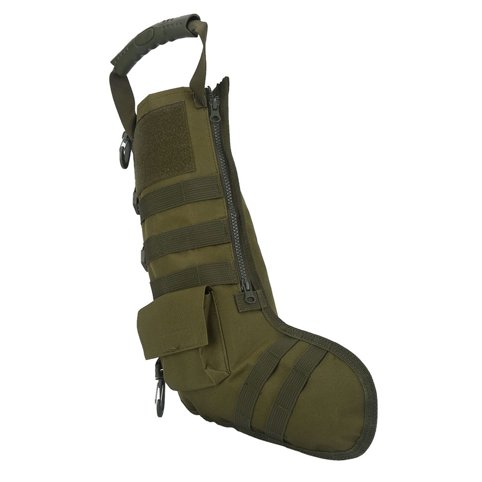 Sempoda 3 Farben Taktischer Weihnachtsstrumpf aus Nylon, Aufbewahrungstasche für Outdoor-Militärzubehör, Weihnachtsdekoration, Geschenktüten, Weihnachtsbaumstrumpf, Ornamente für Urlaub,(OD Grün)