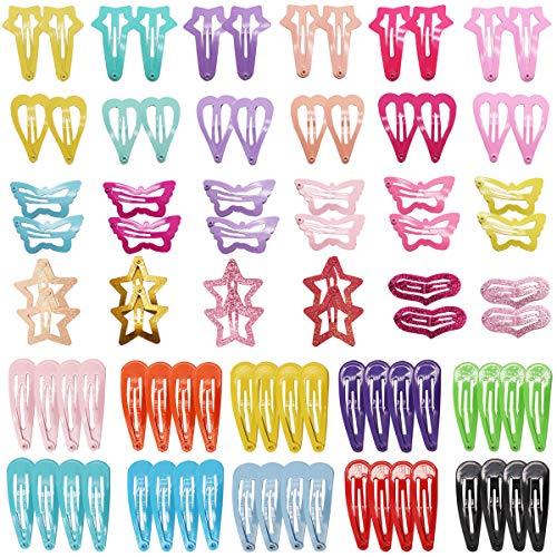 88PCS No Slip Snap Clips Glitter Hair Barrettes Metal Hair Clips Cute Pattern Hairpins Hair Accessories for Girls Kids Teens Women (Star Butterfly Lips))