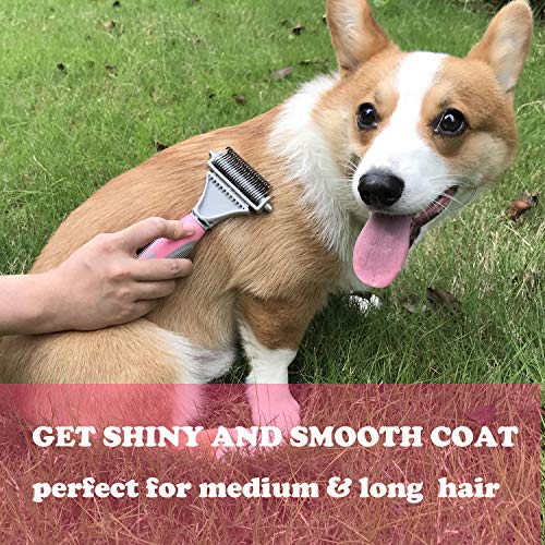 Pet Dematting Comb  2 Sided Undercoat Rake for Cats  Dogs  Safe Grooming Tool for Easy Mats  Tangles Removing  Medium and Long Haired Cats Dogs Brush for Shedding Pink  Cucciolini Doodles Pet dematting comb  2 sided undercoat rake for cats  dogs  safe grooming tool for easy mats  tangles removing  medium and long haired cats dogs brush for shedding pink   cucciolini doodles