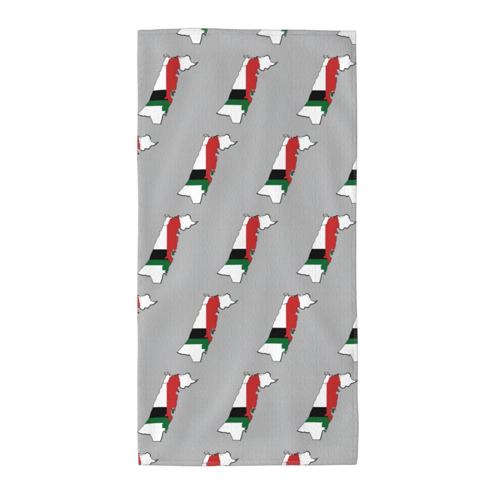 DIEzig State Of Palestine Flag Map 03 Fashion Printed Long Bath Towel For Pool Side Seaside Holiday