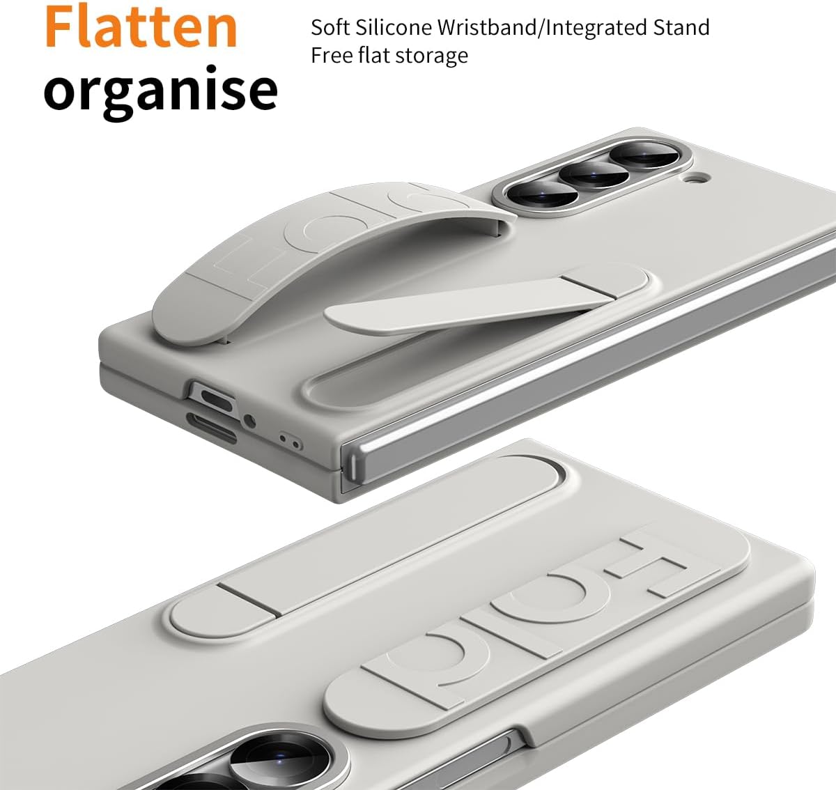 for Samsung Galaxy Z Fold 7 Protect Case with Wristband Stand,Bulit-in Screen & Lens Protection Shockproof Full Body Drop Fall Protection.(White) - Image 3