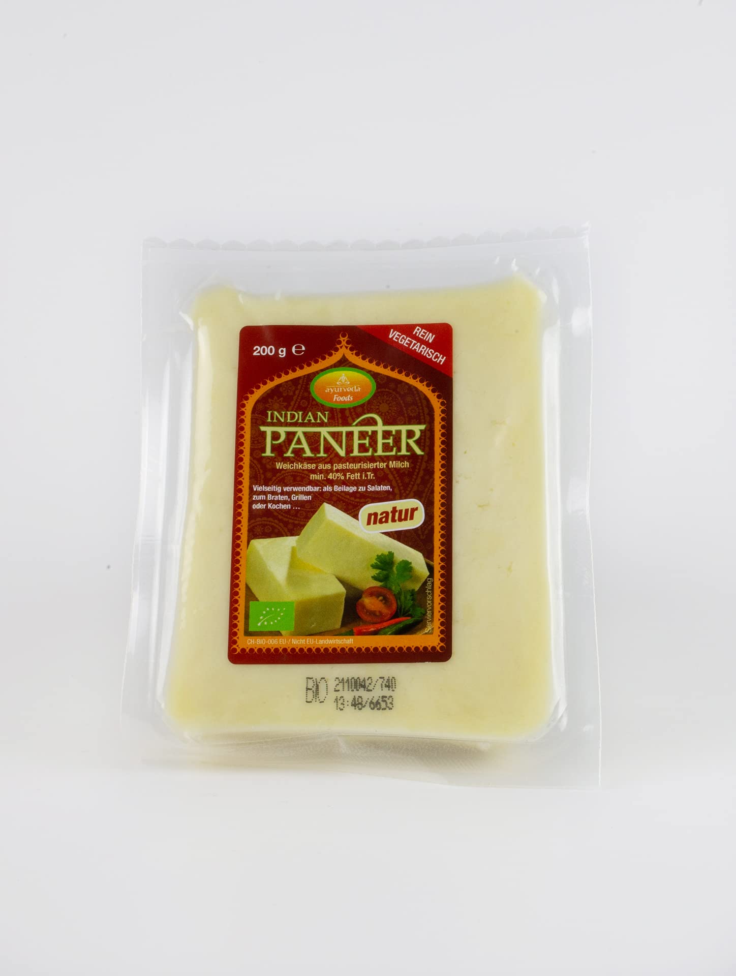 Ayurveda Foods - Bio Paneer (Panir) Käse Natur 6er Set à 200g Vegetarisch Organic, frei von Konservierungsstoffen oder künstlichen Aromen 100% aus Bio-Milch