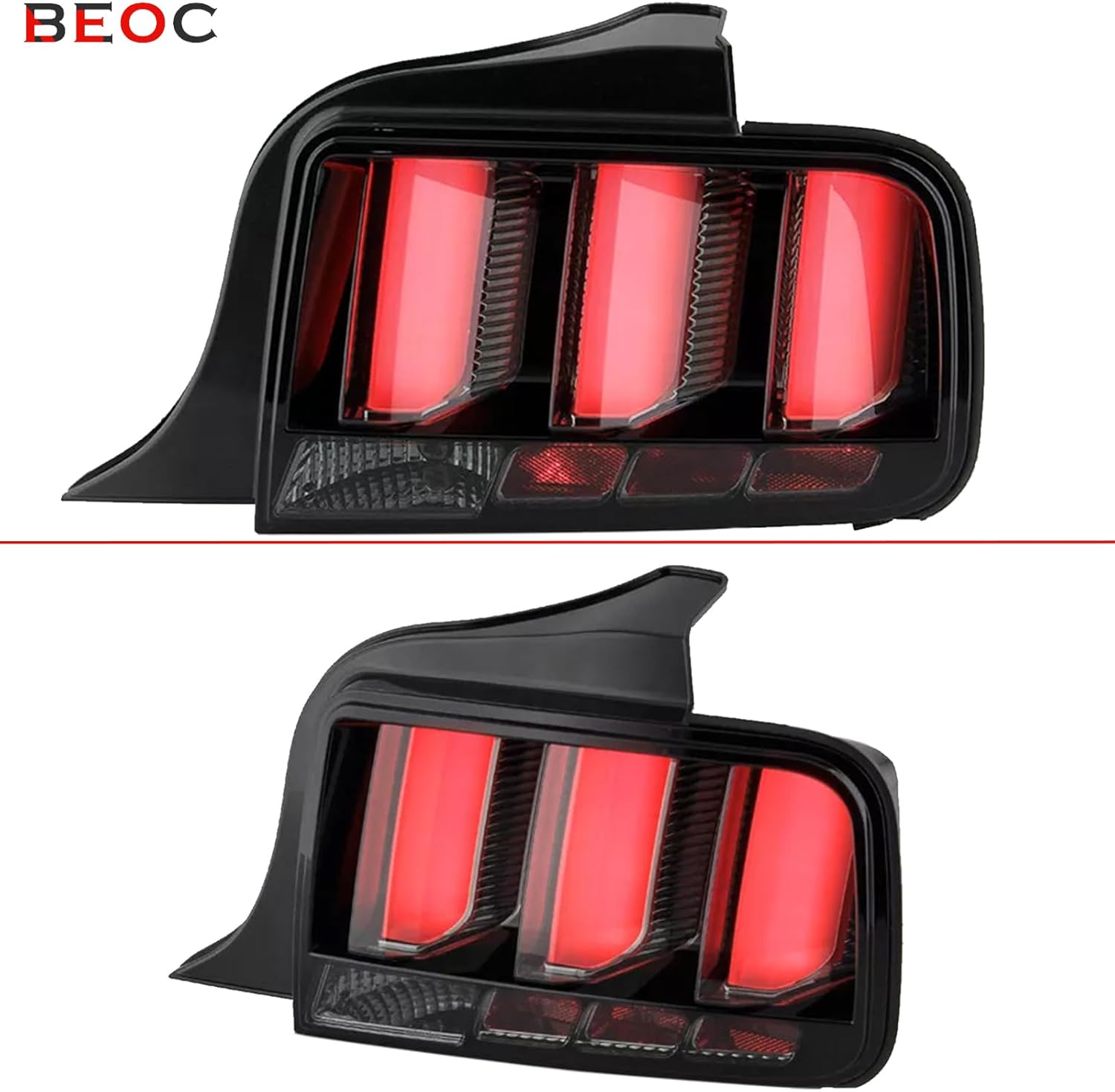 Sequential Tail Lights for 2005-2009 Ford Mustang Black Smoked LED Tube Signal Brake Lamps, Left + Right