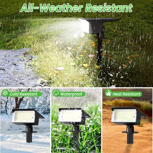 Image of XERGY Solar LED Spot Lights | Waterproof Outdoor Landscape Lighting | 3 Brightness Modes | Adjustable Head | Wall Mount & Ground Stake Installation | Auto On /Off for Garden, Lawn & Pathway (Pack of 2)