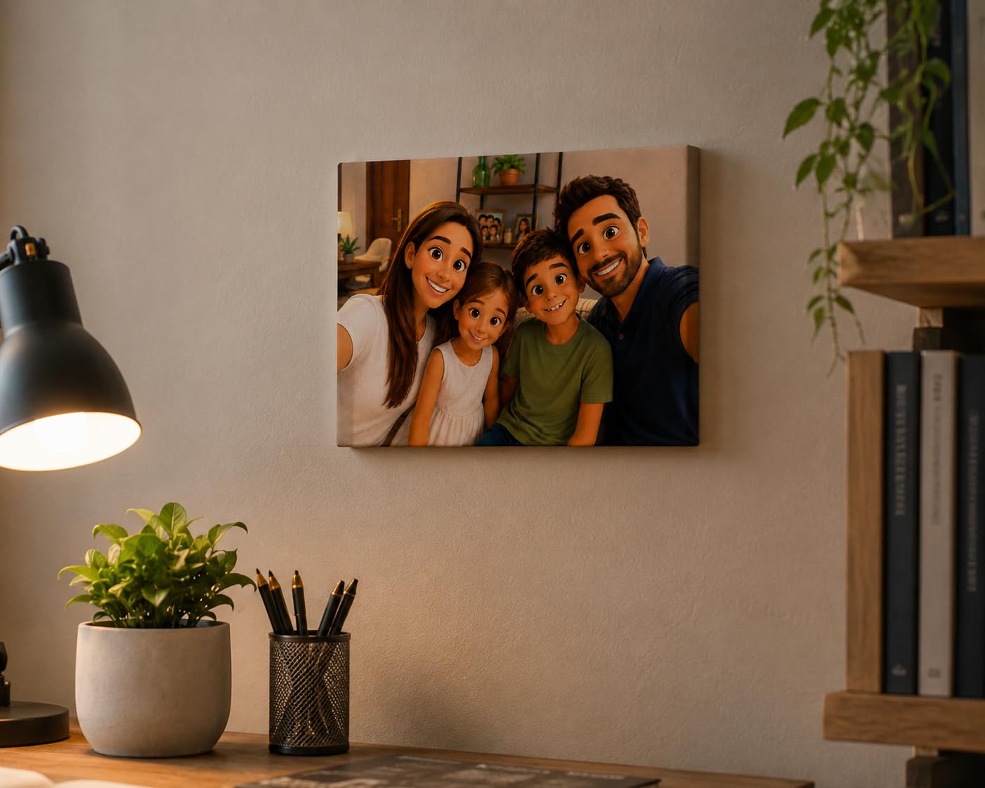 Genérico Impression sur toile personnalisée avec photo transformée en dessin animé caricature | Tableau personnalisé avec portrait animé à partir de votre photo | Impression sur toile 25x20 - Cadeau
