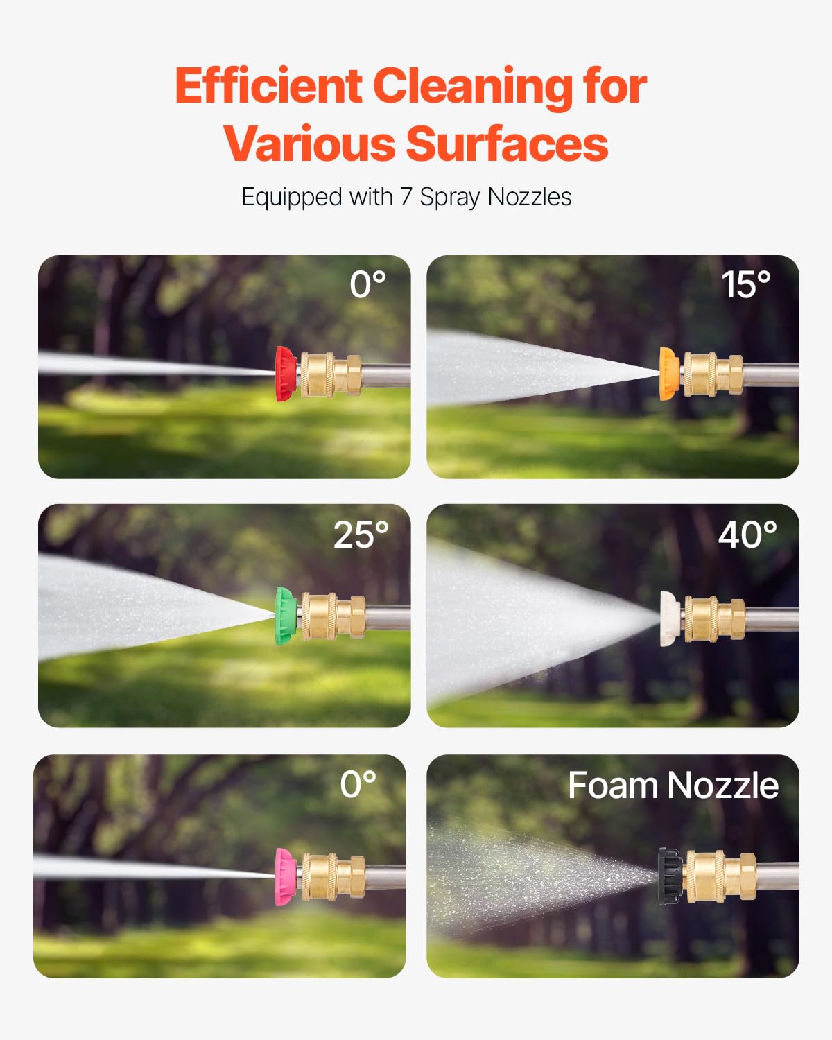 VEVOR Lance Télescopique pour Nettoyeur Haute Pression 6358 mm, Baguette de Pulvérisation Télescopique 4000 psi avec Rallonges, Coupleur Pivotant, 7 Buses, Harnais de Support Réglable, pour Gouttière