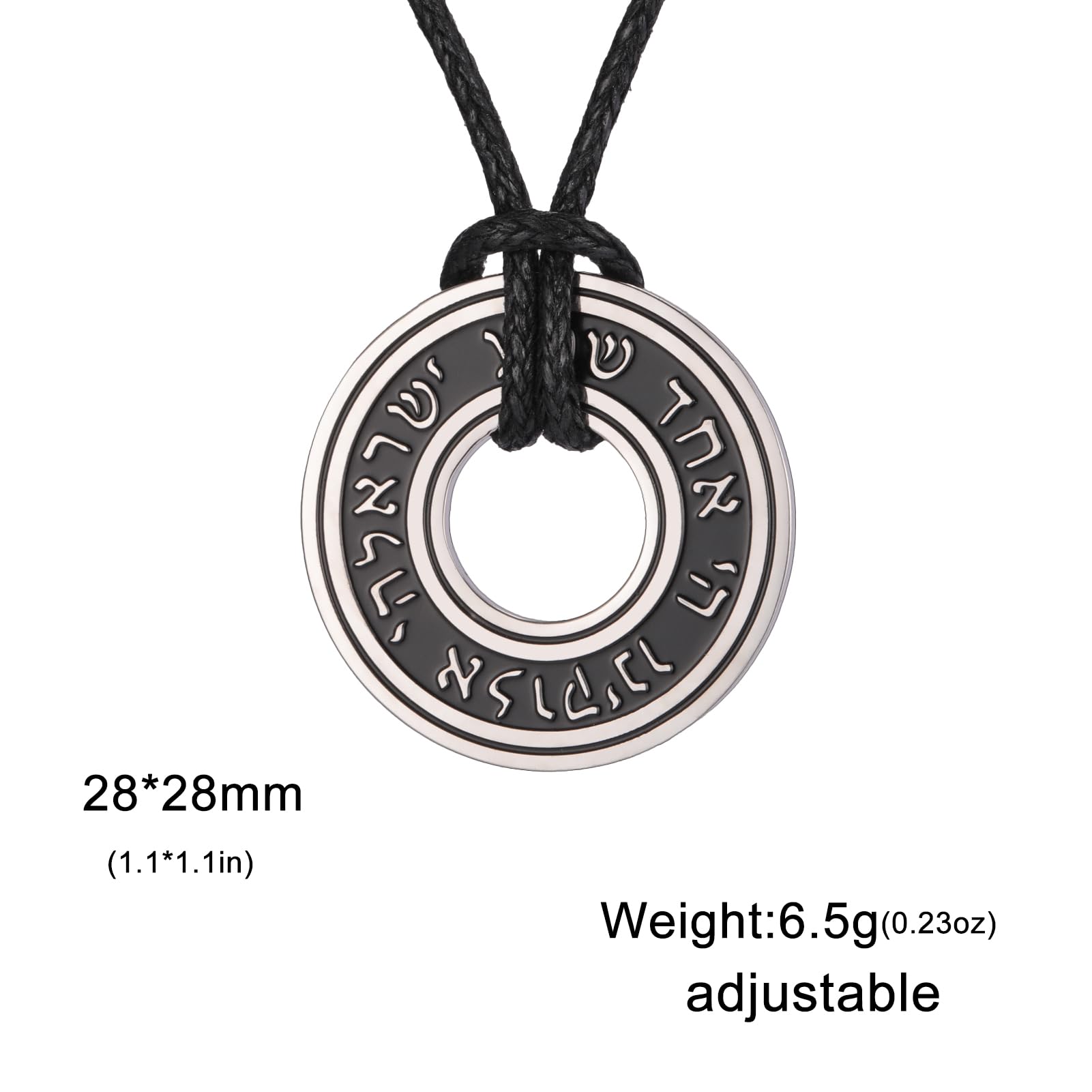 TEAMER Shema Yisrael Necklace Jewish Prayer Hear O Necklace Stainless Steel Hebrew Pendant Religious Vintage Jewelry for Men Women
