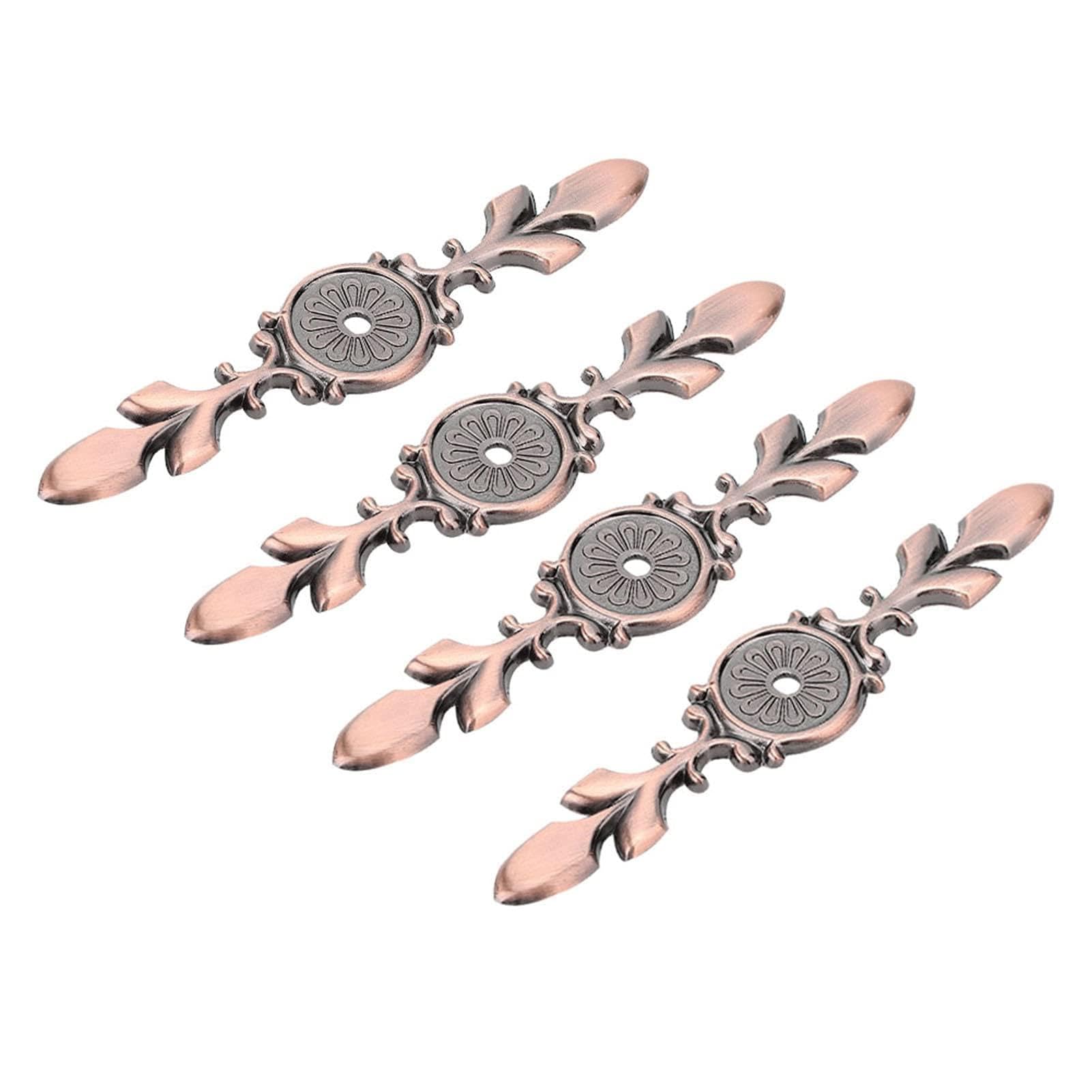 Jelquix Zinc Alloy Cabinet Handle Back Plate Set of 10 for Retro Style Cabinet and Closet Installation (Red Bronze)