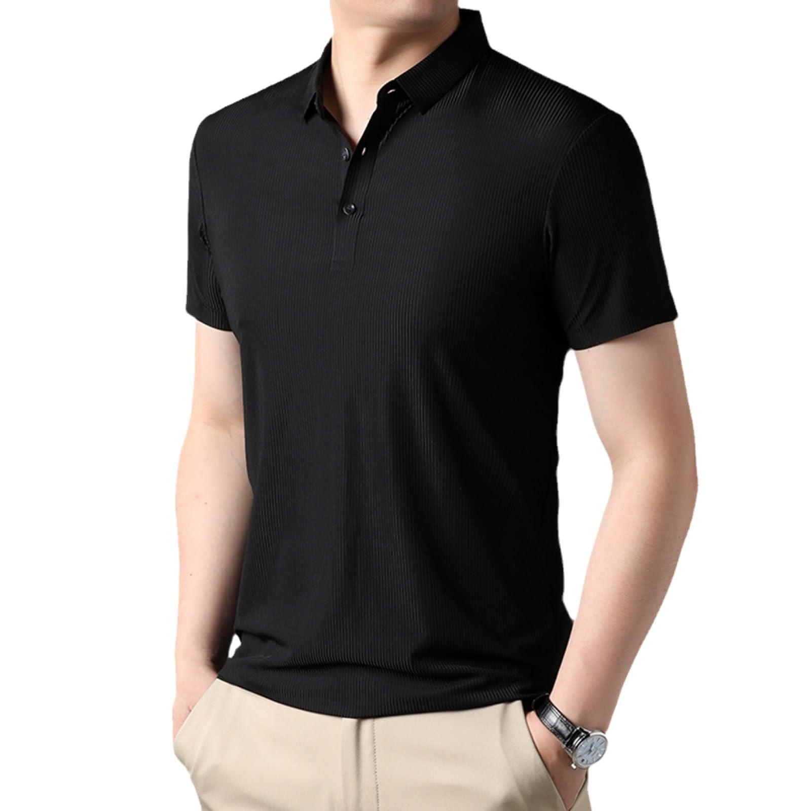 Moda Casual - Polo Estiva da Uomo in Tinta Unita, Casual, con Colletto Rovesciato, Manica Corta, Top, Abbigliamento, Uomo, Traspirante, Polo Sportiva da Tennis