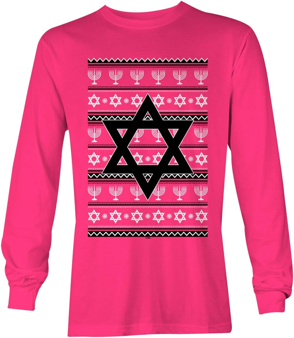 Tcombo Star of David - Jewish Menorah Hanukkah Ugly Unisex Long Sleeve Shirt