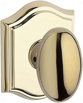 Baldwin PVELLTAR003 Reserve Privacy Ellipse with Traditional Arch Rose in Lifetime Brass Finish