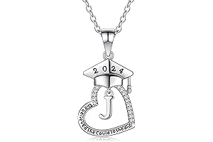 Class of 2024 Graduation Gifts for Women, 14K Gold Plated Cubic Zirconia Heart Graduation Necklaces