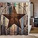 Uphome Barn Star Fabric Shower Curtain, Western Texas Star on Rustic Brown Wooden Grain Cloth Shower Curtain for Bathroom Showers Bathtub (60" W x 72" H)