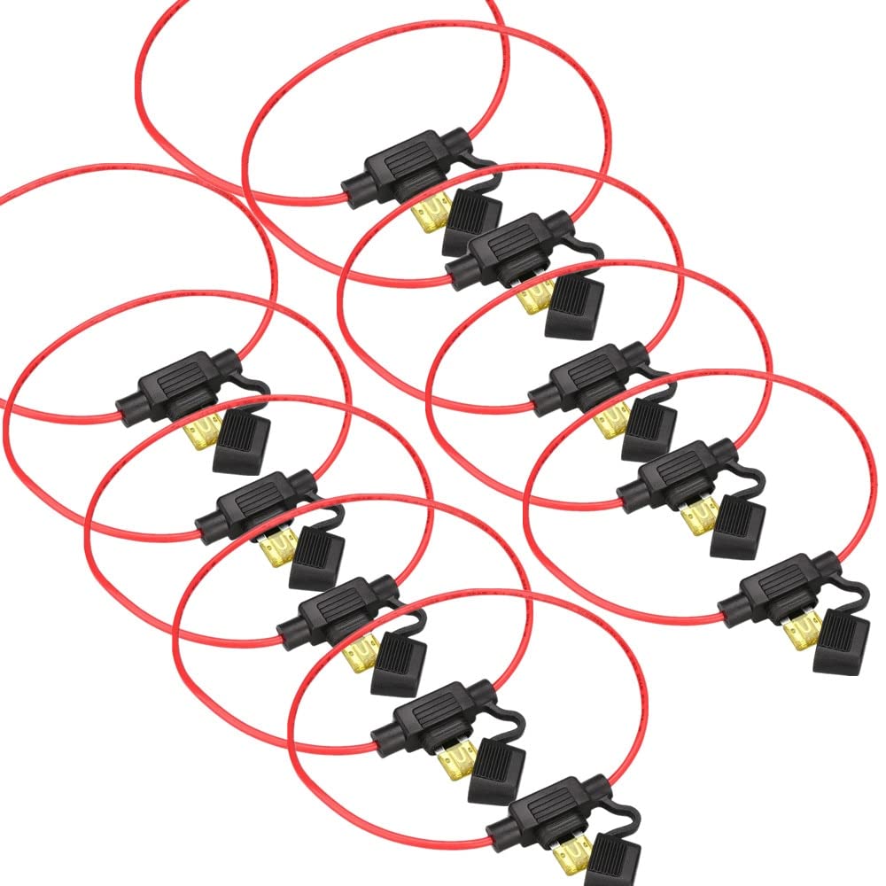 Support de fusible DC12V 30A avec câble 18AWG pour voiture | Lot de 10