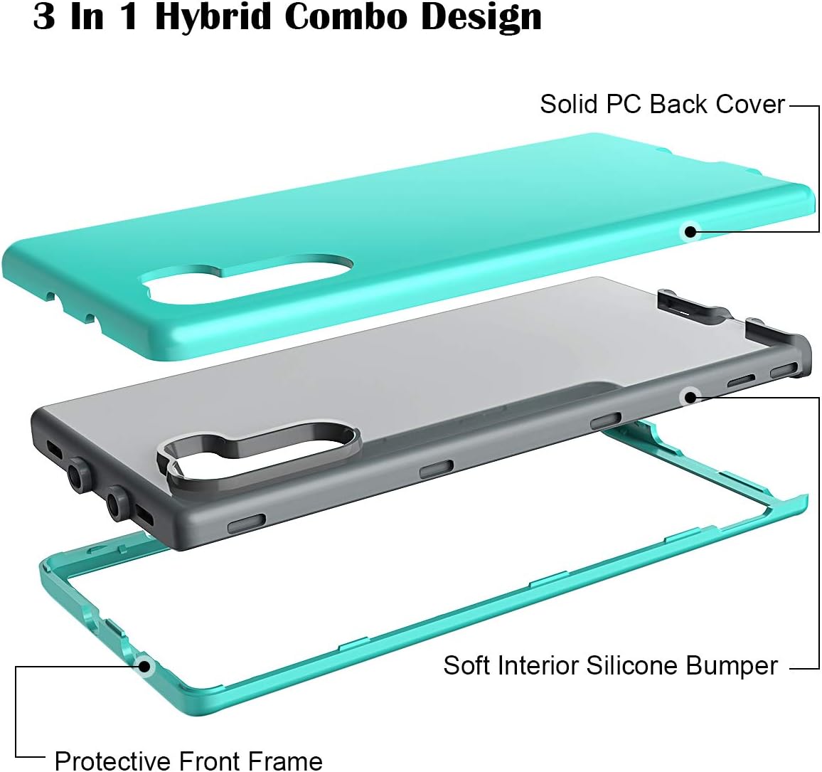 WeLoveCase Galaxy Note 10 Case, Note 10 Cover 3 in 1 Hybrid Heavy Duty Protection Full Body Shockproof TPU Bumper Hard PC Outer Shell Protective Case for Samsung Galaxy Note 10 Mint
