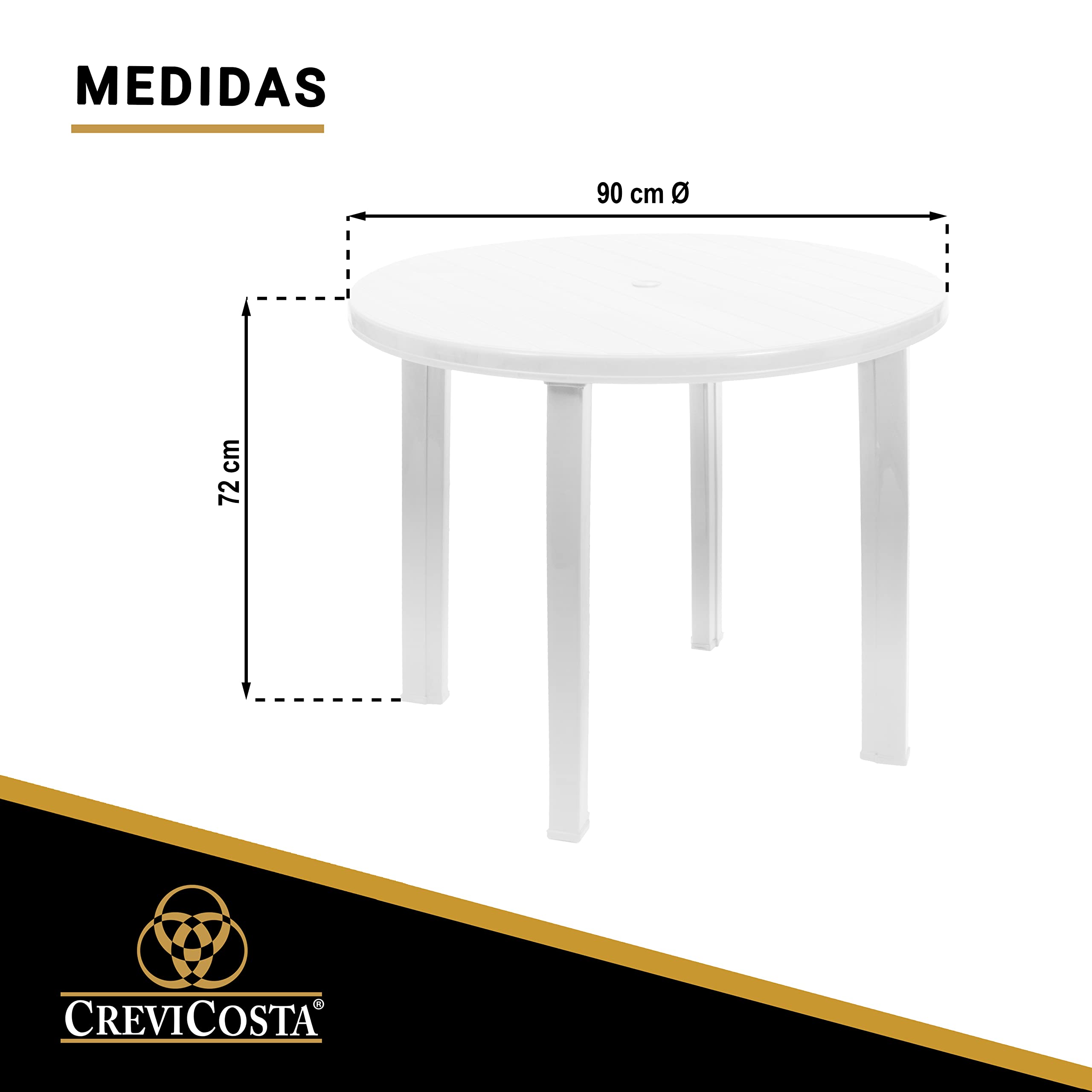 CREVICOSTA QUALITY MARK MARCAS DE CALIDAD Mesa Redonda Jardín Viana 90x90 (Blanca)