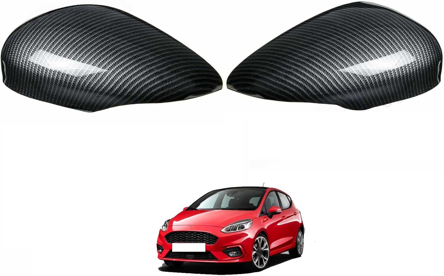 XJPGHA Wing Mirror Covers Caps for Ford Fiesta MK7 2009-2017, Sturdy Durable Cover Housing Door Mirror Vehicle Accessory Rearview Side Covers