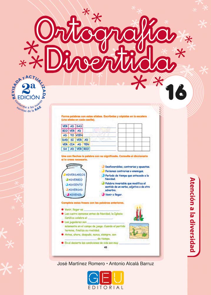 Ortografía divertida 16 / Editorial GEU / 6º Primaria / Mejora la ortografía / Recomendado como apoyo / Con actividades sencillas de repaso