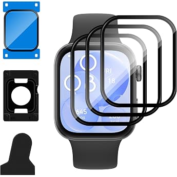 Lutree Screen Protector for Huawei Watch Fit 3 Pack of 3 3D Full Coverage HD Flexible Screen Protector Anti-Dust Screen Protector Scratch-Resistant Easy to Install Screen Protector