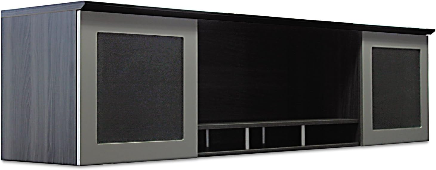 Safco Mayline MNH72LGS Medina Hutch Cabinet with Glass Doors, 72"W, Gray Steel Laminate