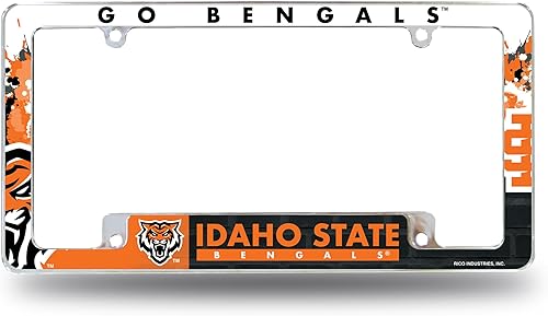 Miniatura 105 de Rico Industries Marco de matrícula estándar de la NCAA de 12 x 6 pulgadas, cromado para automóvil, camión, SUV (G-H-I-J-K escuelas)