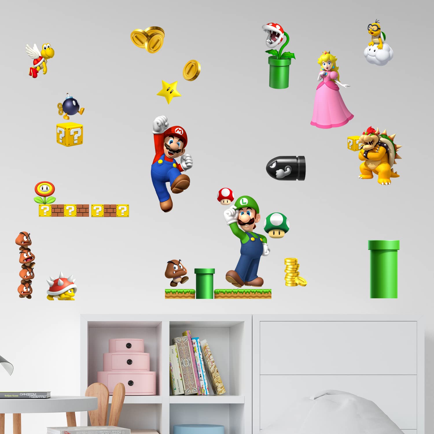 Mario - Adhesivo decorativo para pared de dormitorio, habitación de los niños,