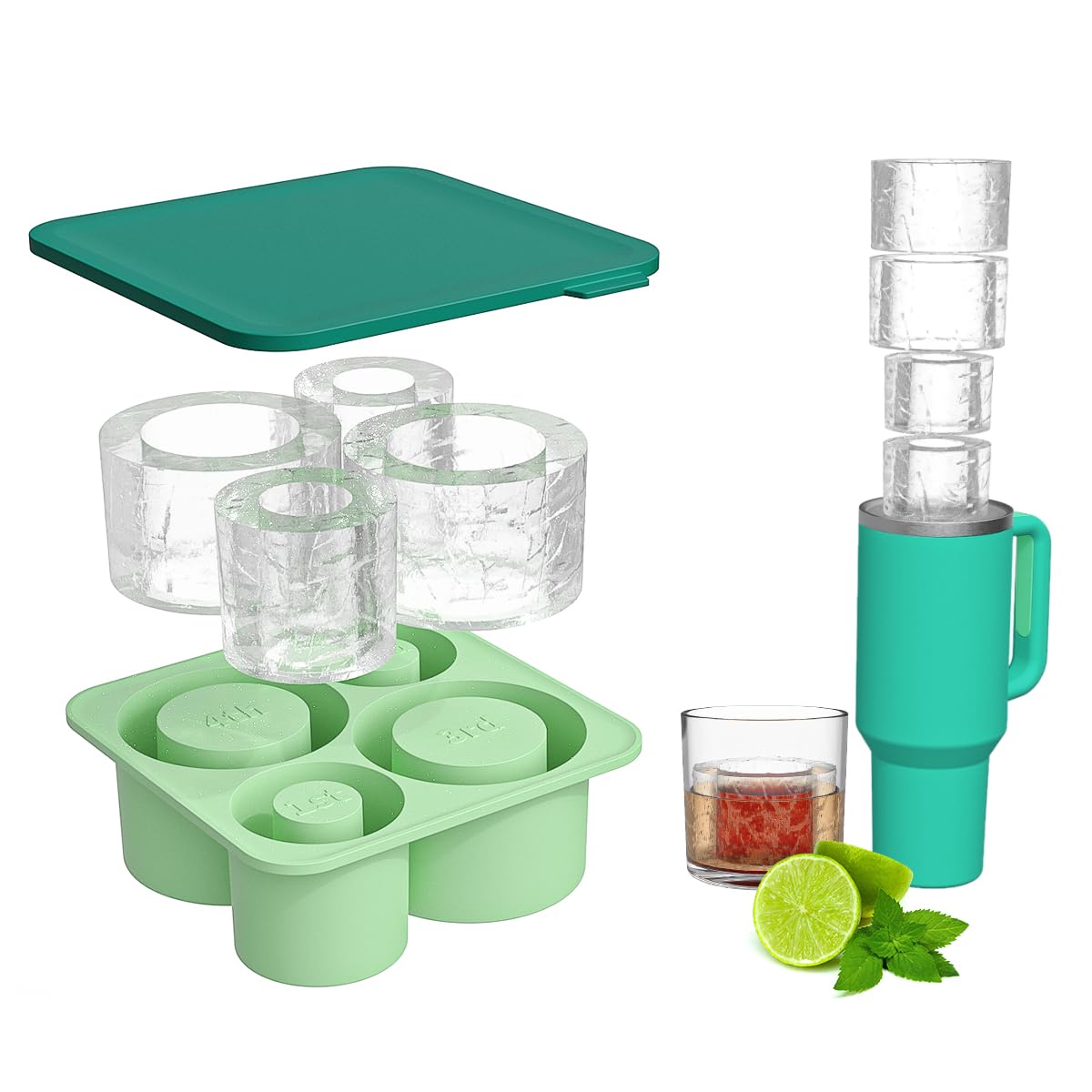 Amazon | 大きなシリコン製アイスキューブトレイ 20-30-40オンスの