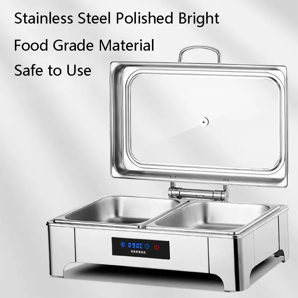 Tavolo da Buffet Server Buffet Commerciale Fornello Buffet in Acciaio Inox Scaldavivande Chafing Dishes Piatti da Portata in Porcellana (Touch C)