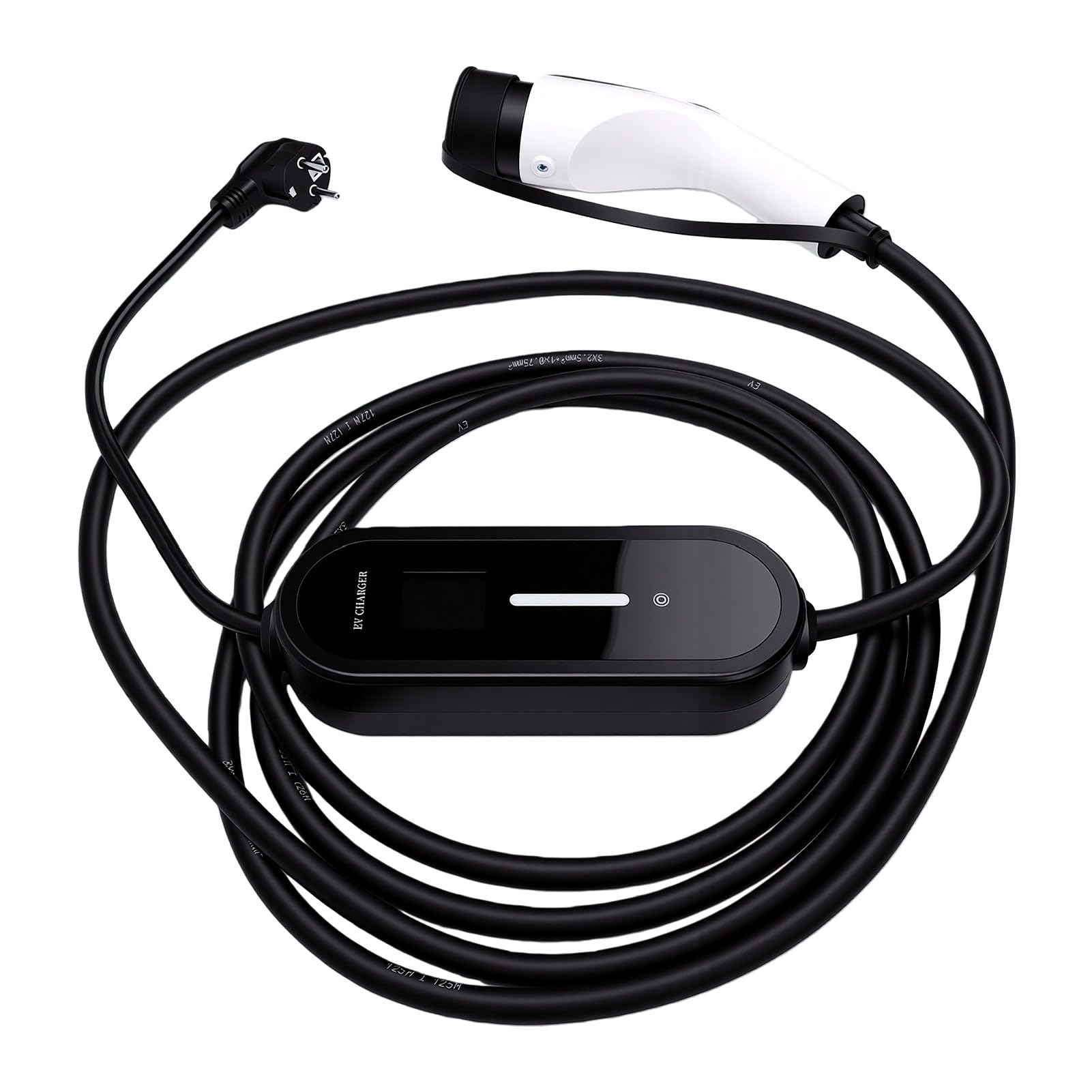 Akozon Cargador EV Portátil, 6A-16A 3.5kW IP54 Cable de Carga para Vehículo Eléctrico 5m Camisa TPU Disipación de Calor para Uso en Hogar Viaje Exterior