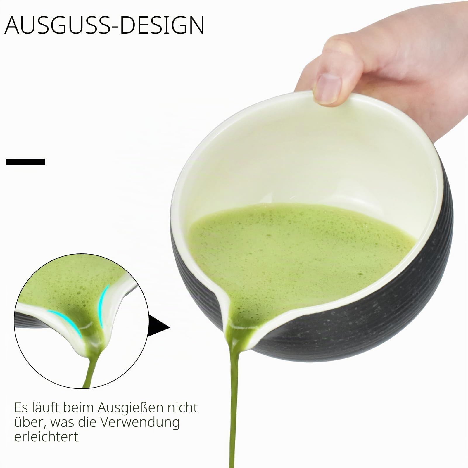 Artcome Bluestone Glaze Matcha-Kit für Japanische Teezeremonie - Schüssel Mit Ausgießer, Schneebesen, Teeschaufel, Pulversieb - Teeset für Usucha, Koicha und Matcha-Herstellung
