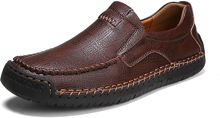 Men's Slip On Loafers Leather Casual Shoes Lightweight Breathable Comfortable Driving Shoes for Daily Wear