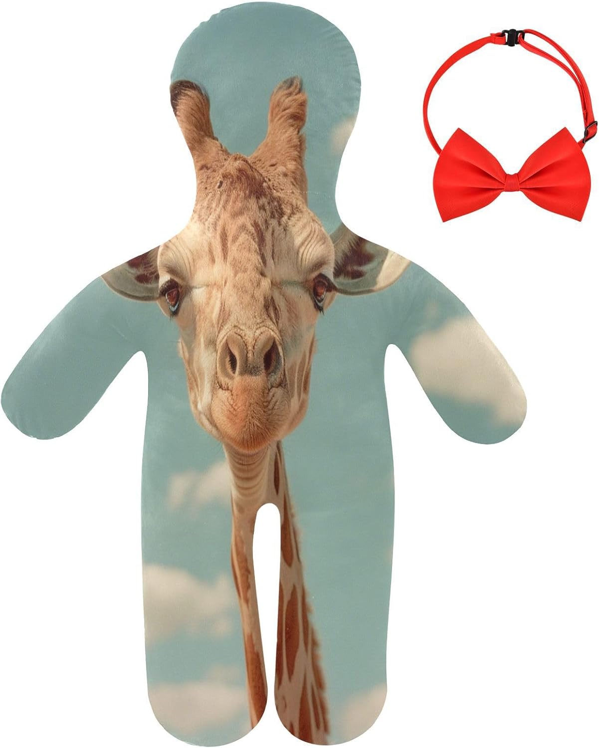 Cute Giraffe's Head Human-Shaped Pillow Soft Body Pillows Washable Velvet Pillows for Anxiety Relief Sleeping Cuddling & Support