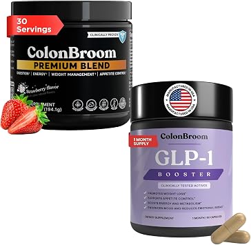 ColonBroom GLP-1 Weight Management 30 Reservings + Premium Powder Supplements Strawberry, 30 Reservings | يدعم التحكم في الشهية والطاقة وتوازن المزاج وتخفيف الانتفاخ وصحة الأمعاء